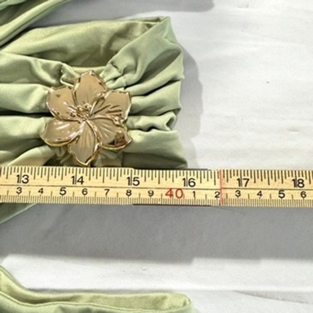 NWT Peppermayo Anette Maxi Dress Sage Green Strapless Gold Detail Cutout Gown 10 - Picture 13 of 16